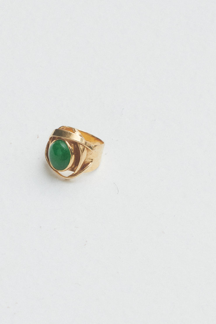 Signed 14k and Jade Ring - Desert Vintage