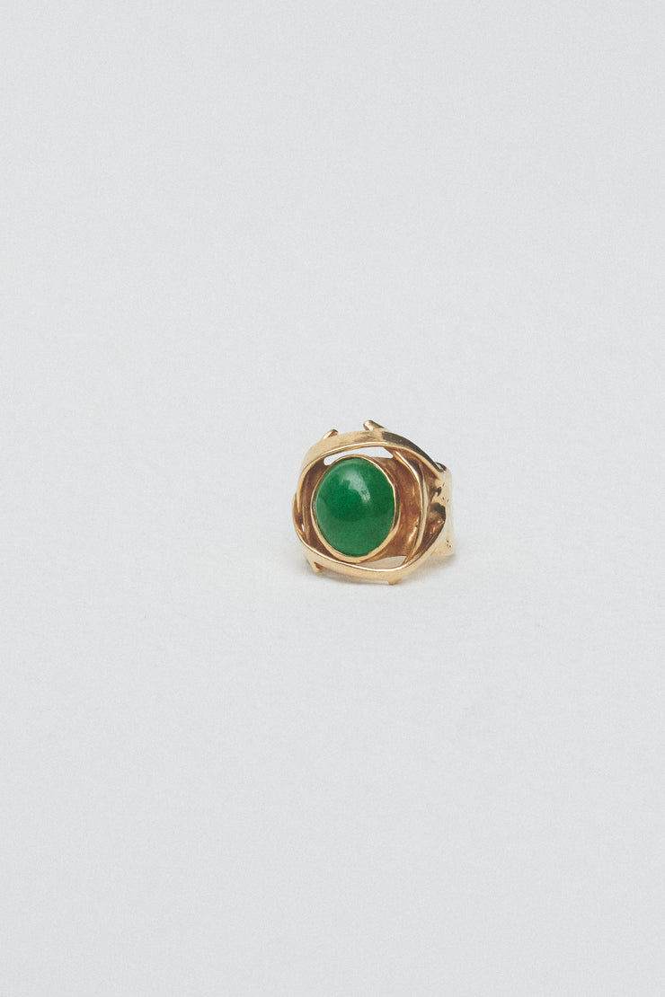 Signed 14k and Jade Ring - Desert Vintage