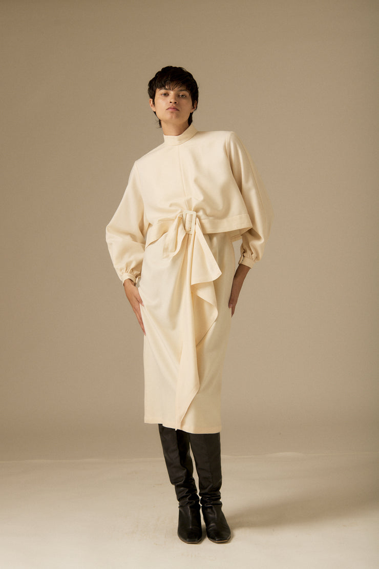 Bernard Perris Créme Wool Dress - Desert Vintage