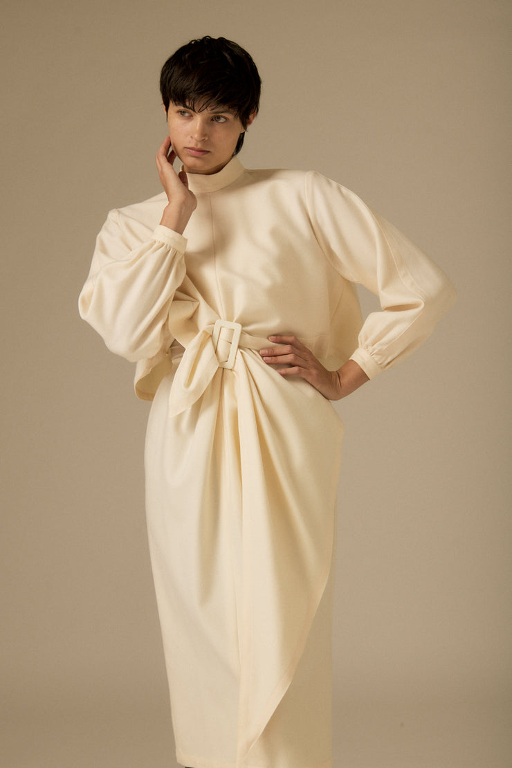 Bernard Perris Créme Wool Dress - Desert Vintage