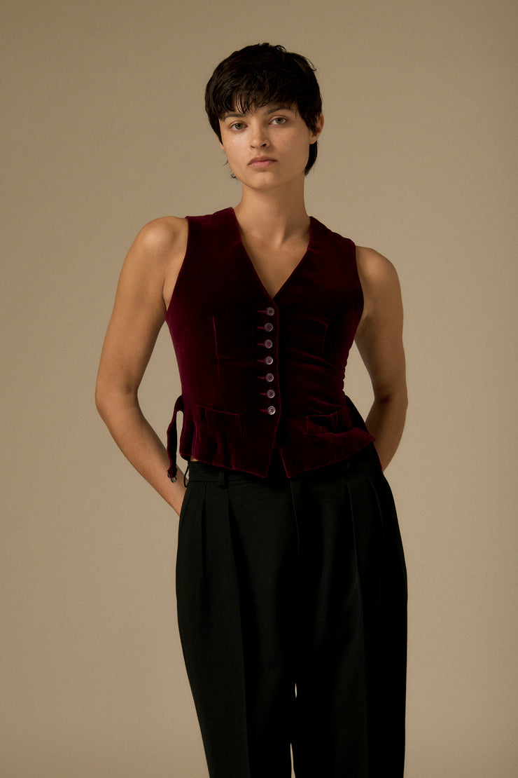 YSL Plum Velvet Waistcoat - Desert Vintage