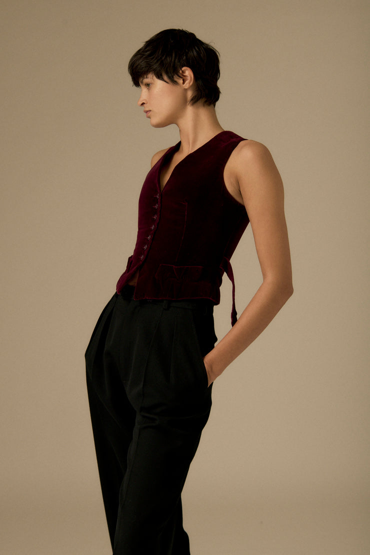 YSL Plum Velvet Waistcoat - Desert Vintage