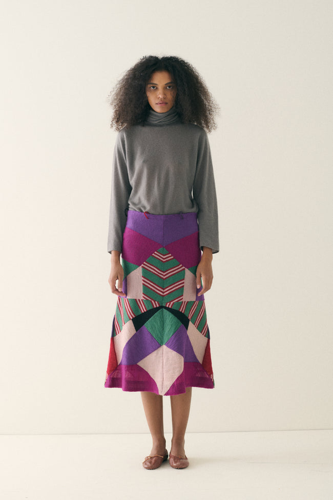 Patchwork Wool Skirt - Desert Vintage