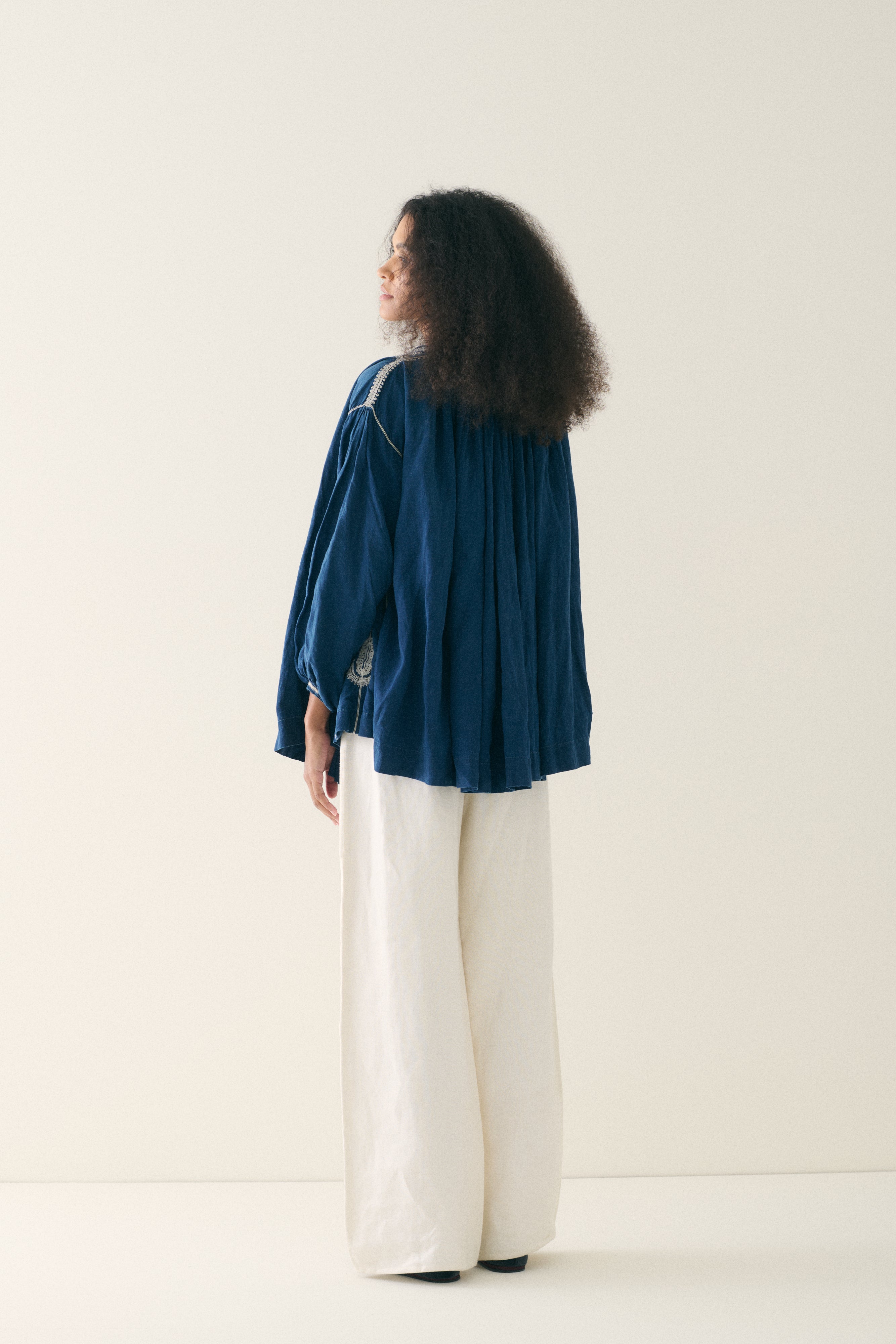 Antique Indigo Cotton Blouse - Desert Vintage