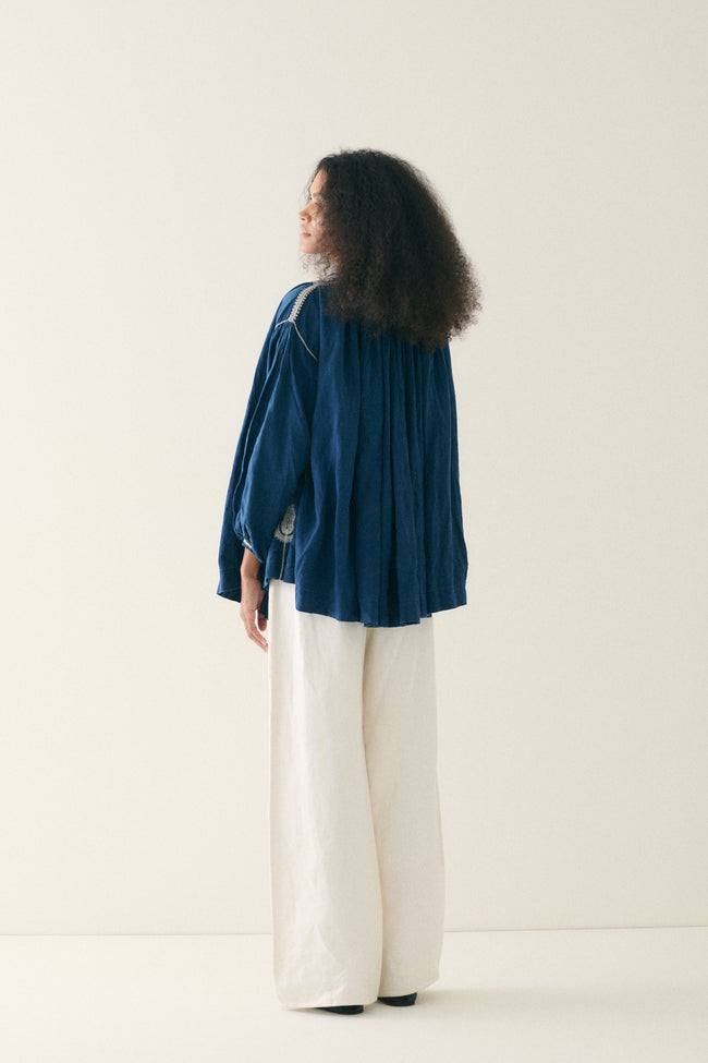 Antique Indigo Cotton Blouse - Desert Vintage