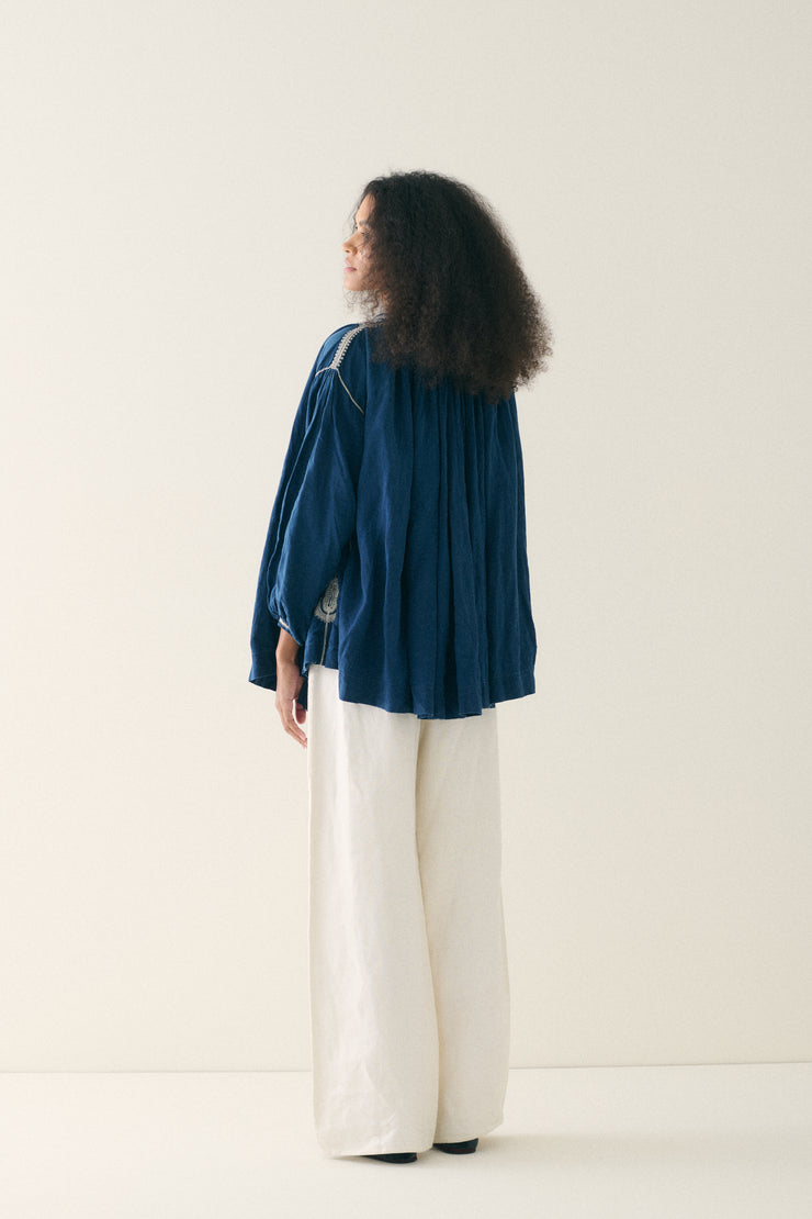 Antique Indigo Cotton Blouse - Desert Vintage