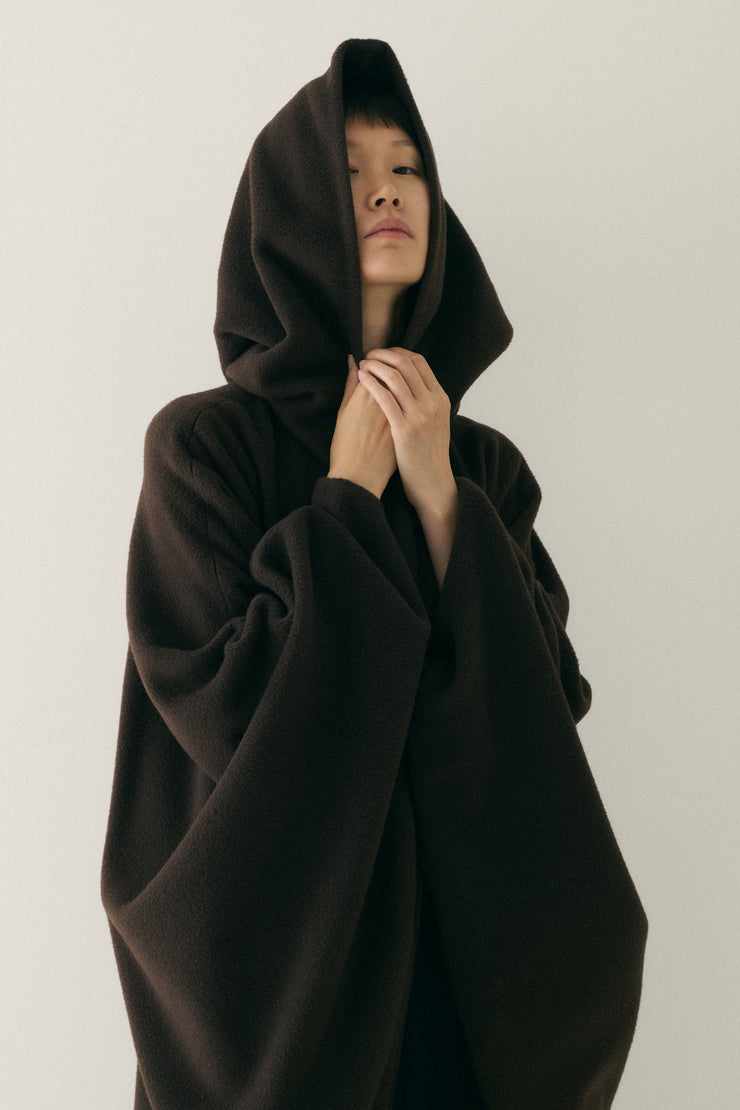 Cashmere Brown Hooded Coat - Desert Vintage
