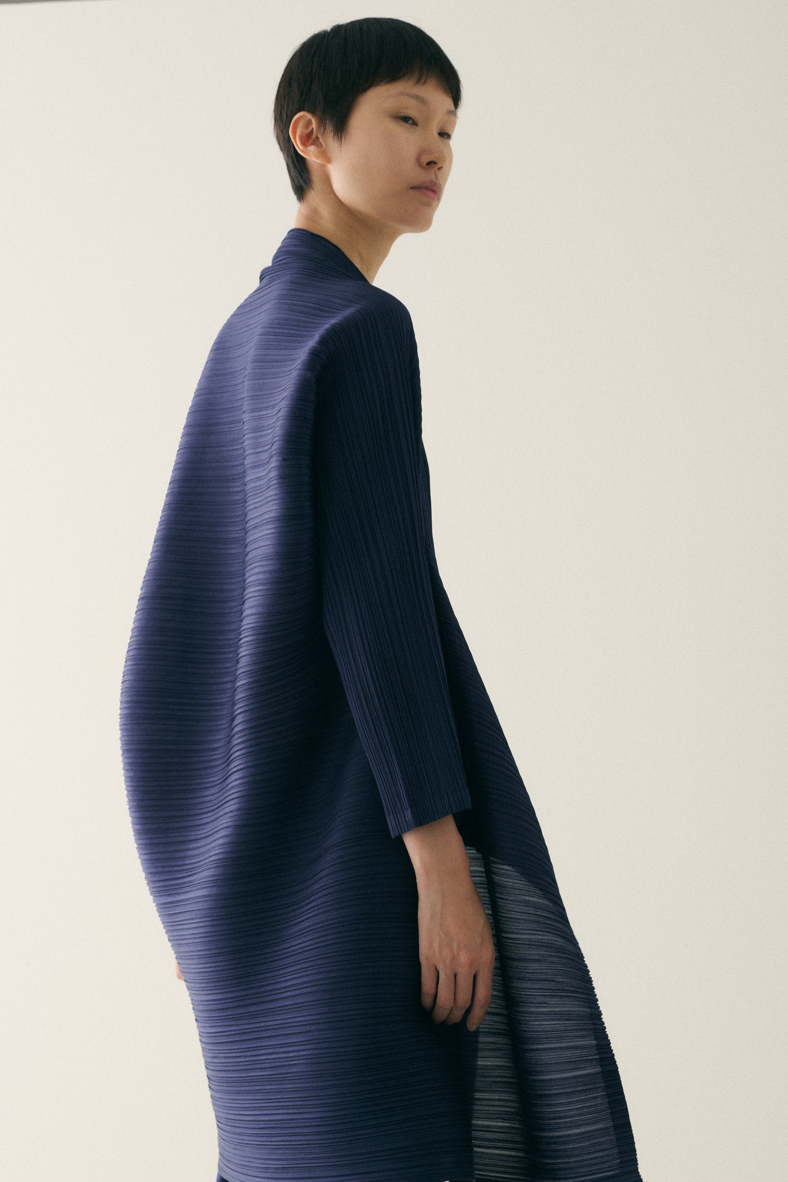 Issey Miyake Ink Blue Plisse Blouse - Desert Vintage