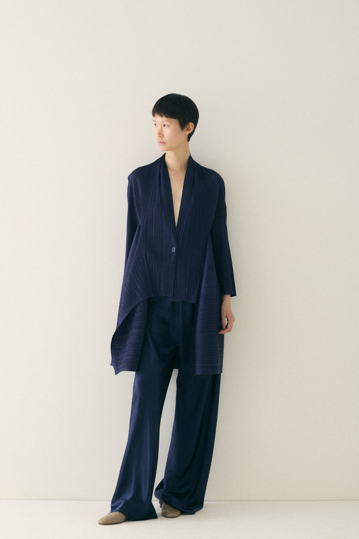 Issey Miyake Ink Blue Plisse Blouse - Desert Vintage