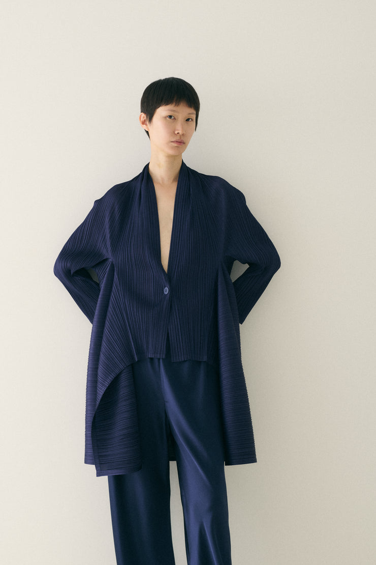Issey Miyake Ink Blue Plisse Blouse - Desert Vintage