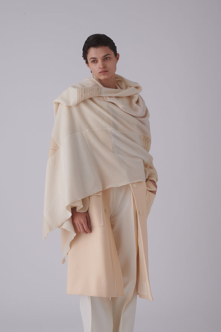 Ivory Pieced Cashmere Shawl - Desert Vintage