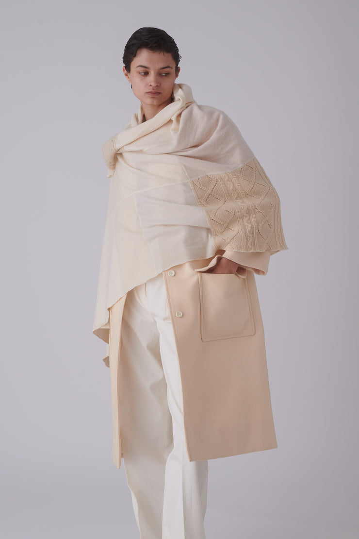 Ivory Pieced Cashmere Shawl - Desert Vintage
