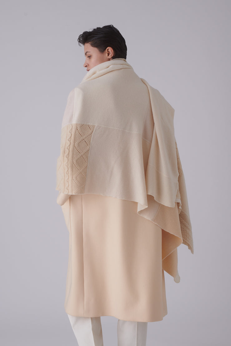 Ivory Pieced Cashmere Shawl - Desert Vintage