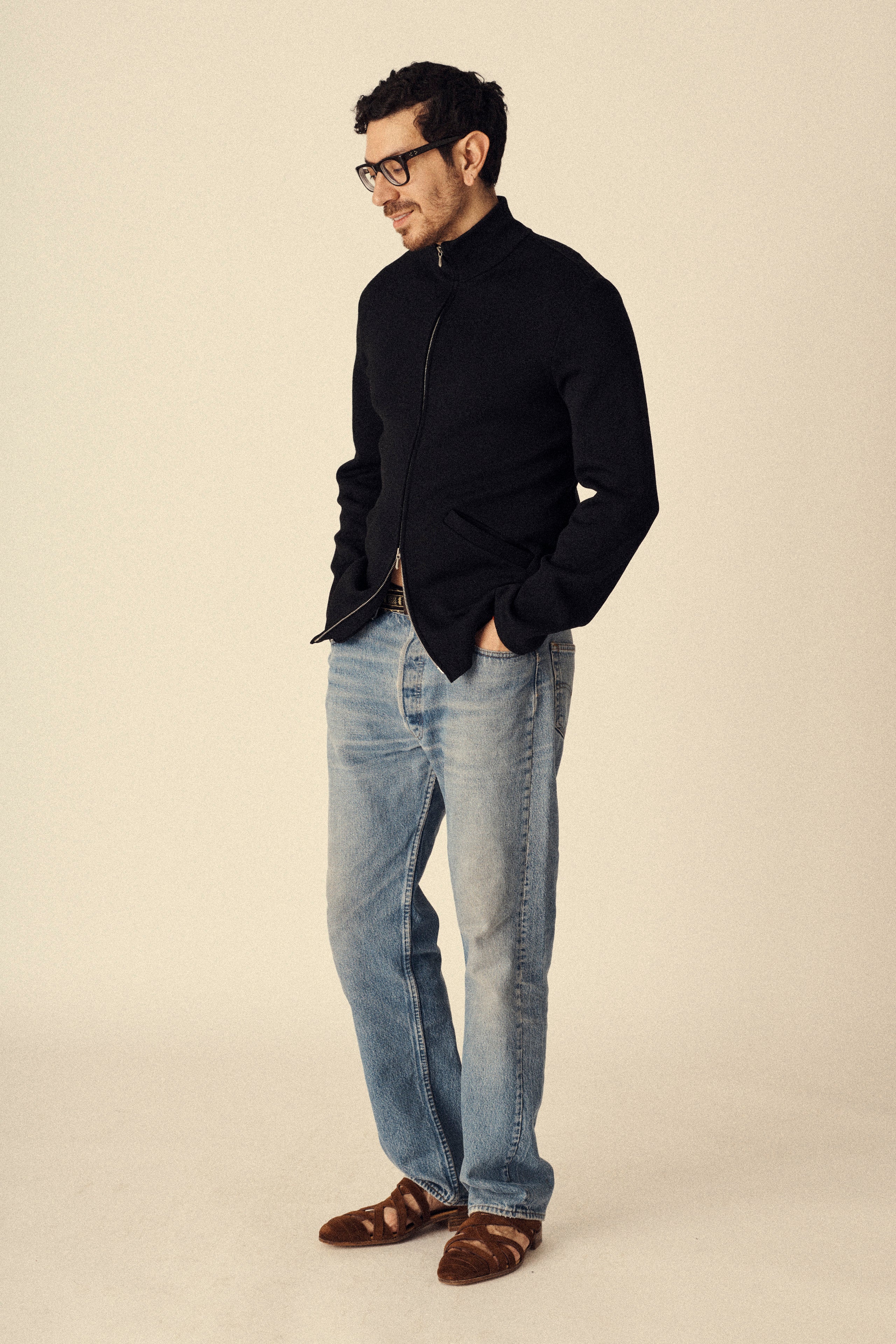 Agnes B Homme Wool Zip Up - Desert Vintage