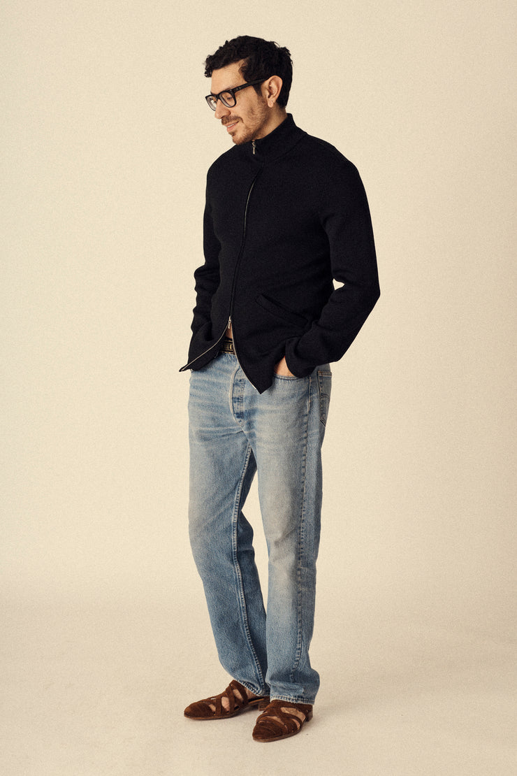 Agnes B Homme Wool Zip Up - Desert Vintage