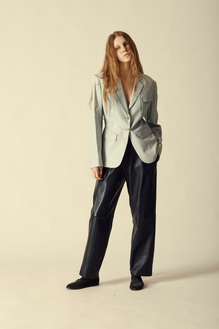 Alaïa Sea Glass Leather Coat - Desert Vintage