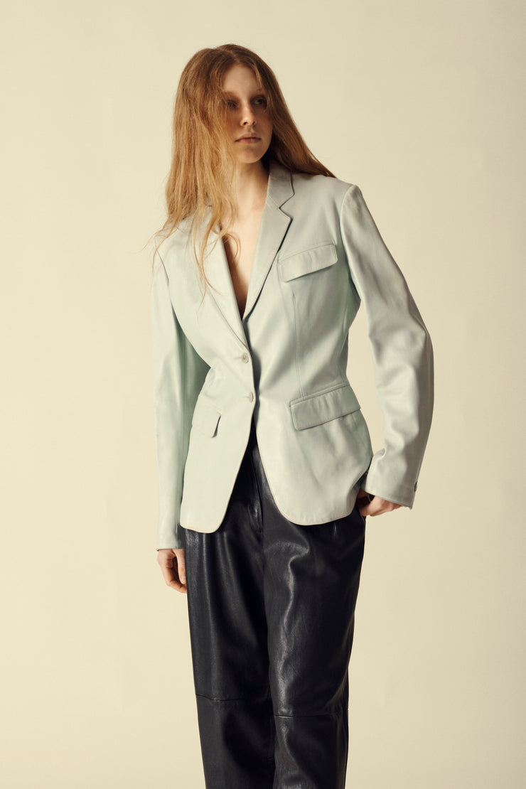Alaïa Sea Glass Leather Coat - Desert Vintage