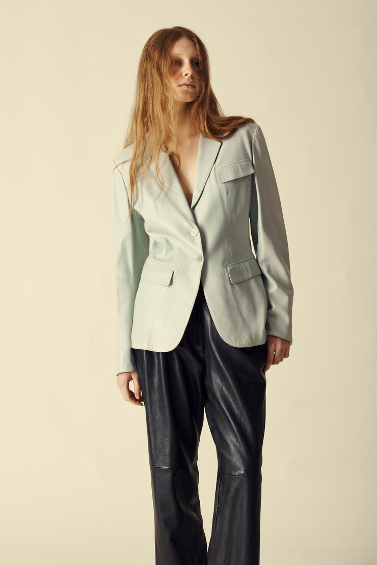 Alaïa Sea Glass Leather Coat - Desert Vintage