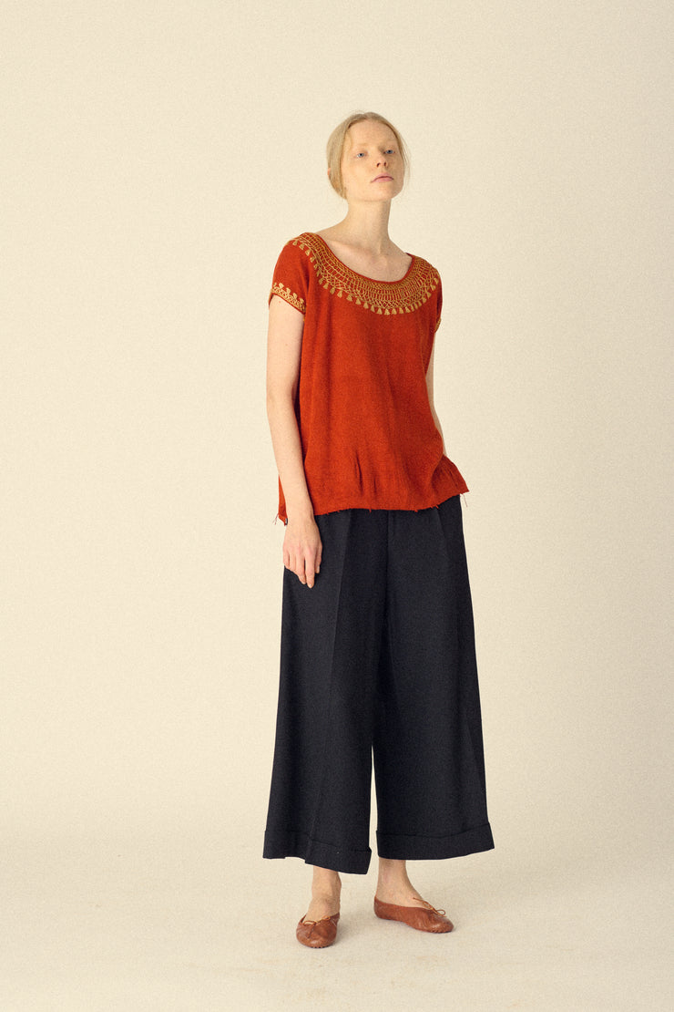 Embroidered Knit Blouse - Desert Vintage