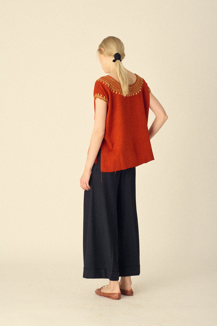 Embroidered Knit Blouse - Desert Vintage