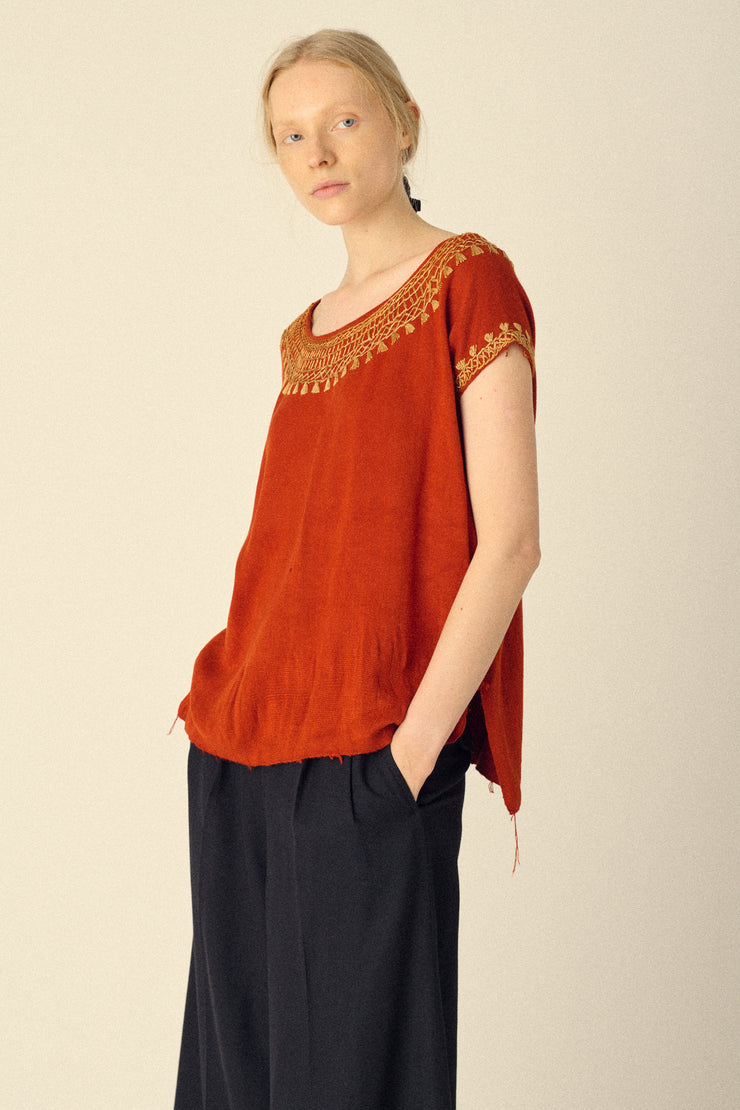 Embroidered Knit Blouse - Desert Vintage
