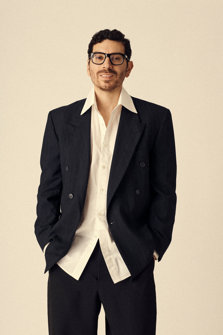 Ysl Pinstripe Wool Jacket - Desert Vintage