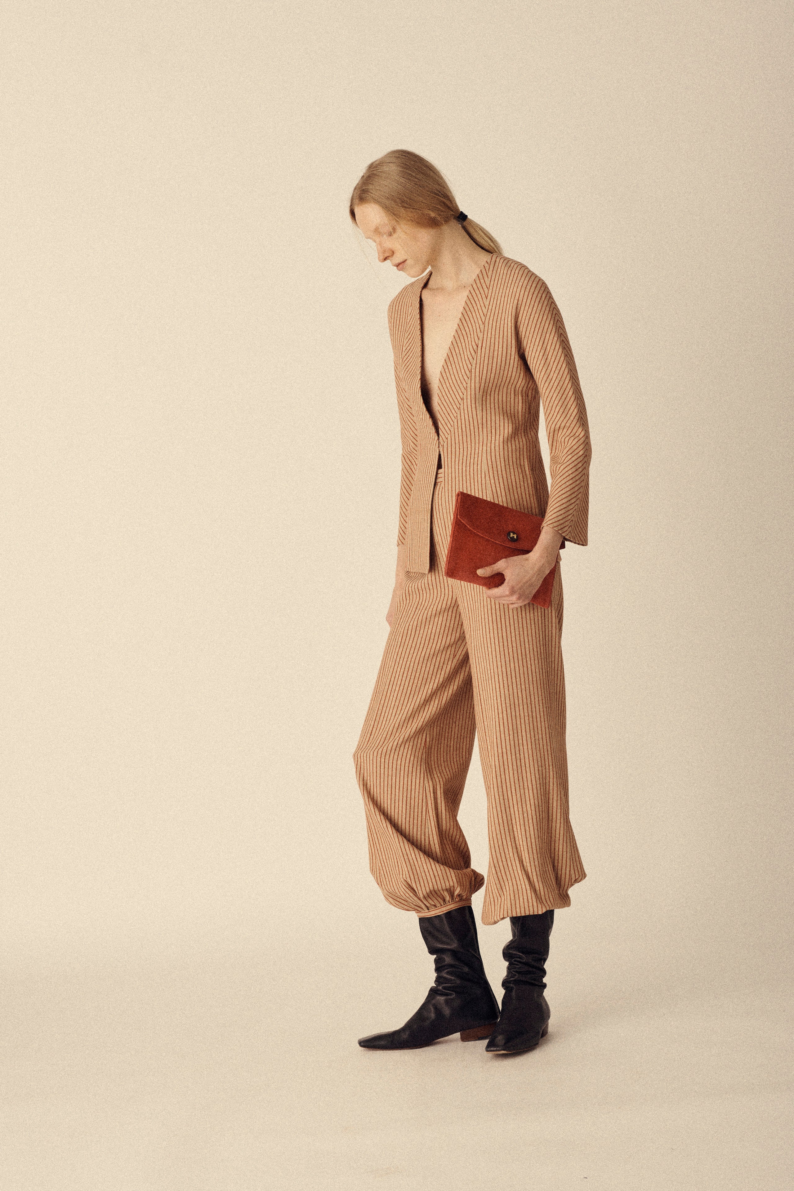 Red Stripe Wool Ensemble - Desert Vintage