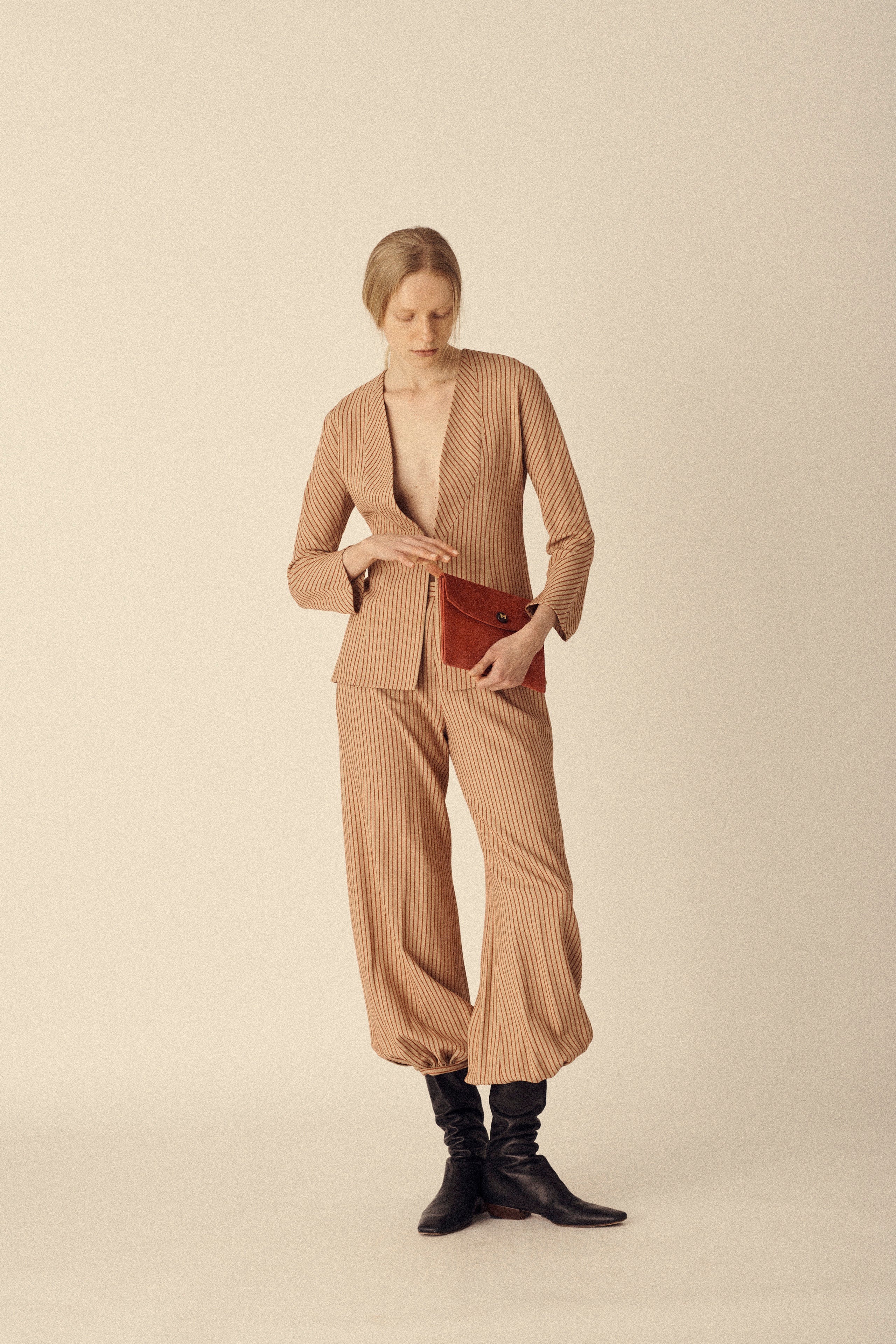 Red Stripe Wool Ensemble - Desert Vintage