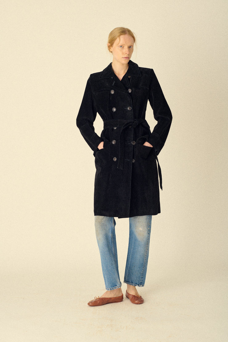 Ysl Black Suede Coat - Desert Vintage