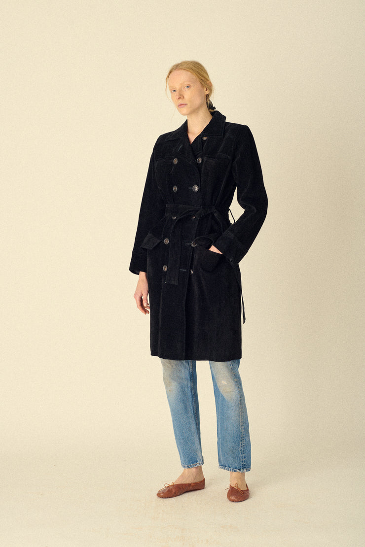 Ysl Black Suede Coat - Desert Vintage
