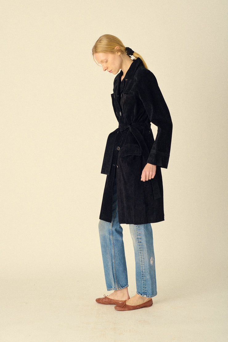 Ysl Black Suede Coat - Desert Vintage