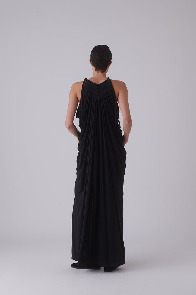 1970s Black Draped Gown - Desert Vintage
