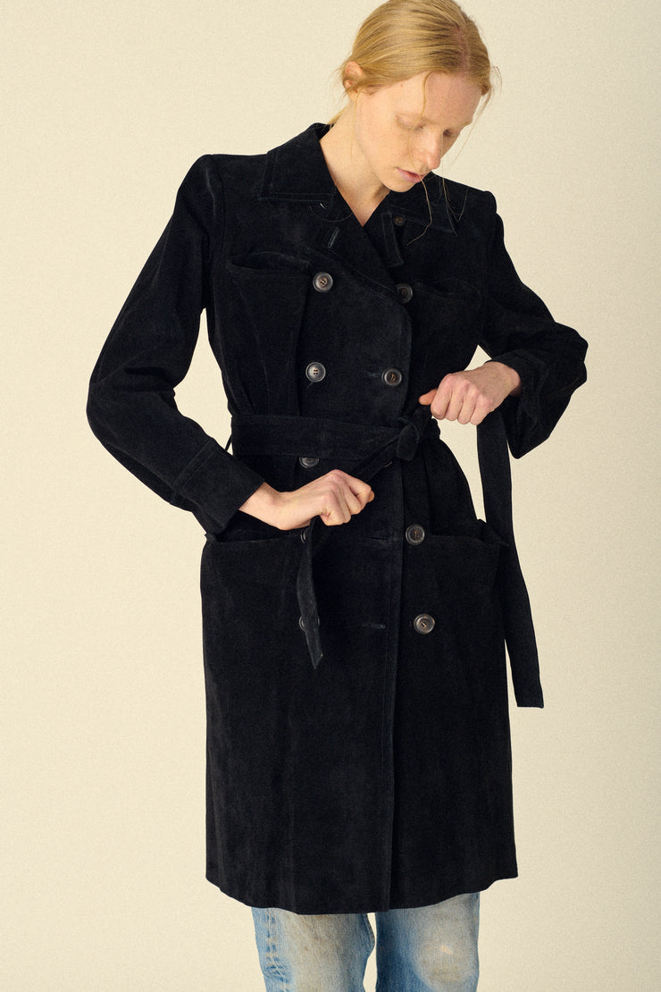 Ysl Black Suede Coat - Desert Vintage