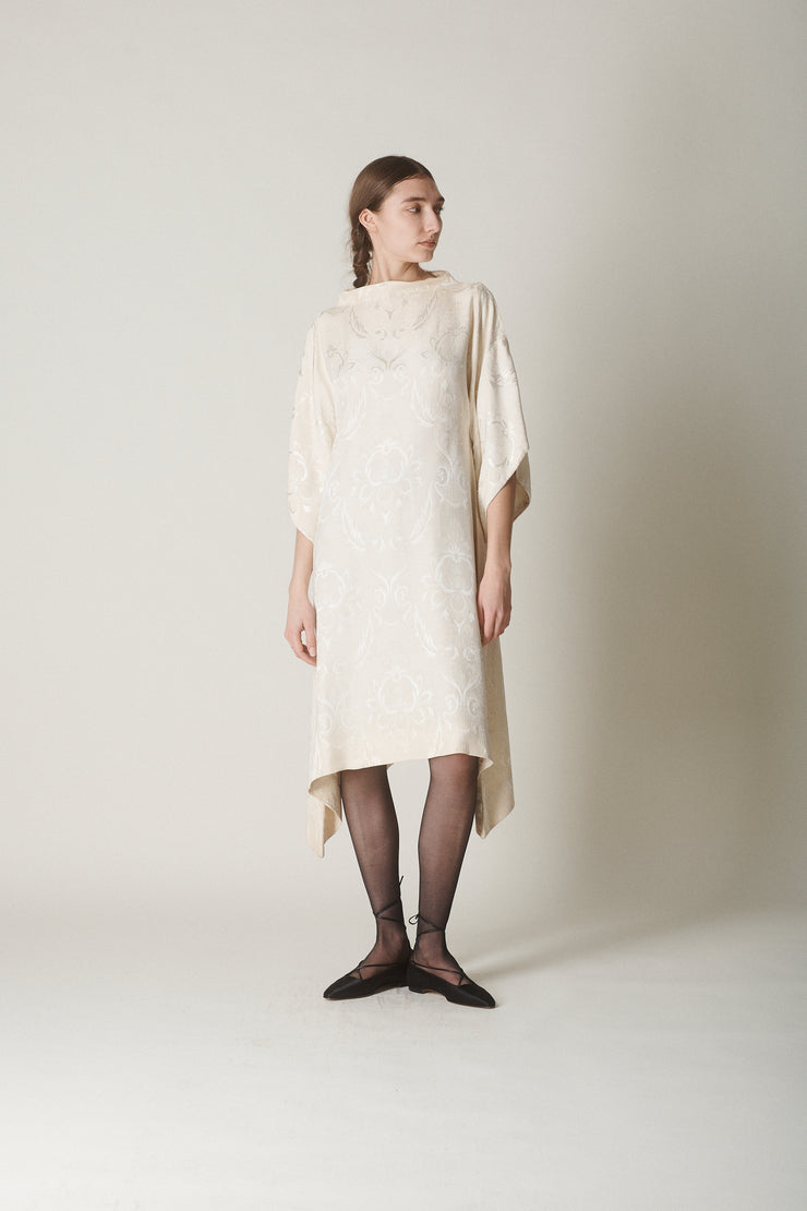 Vintage Ivory Silk Brocade Dress - Desert Vintage