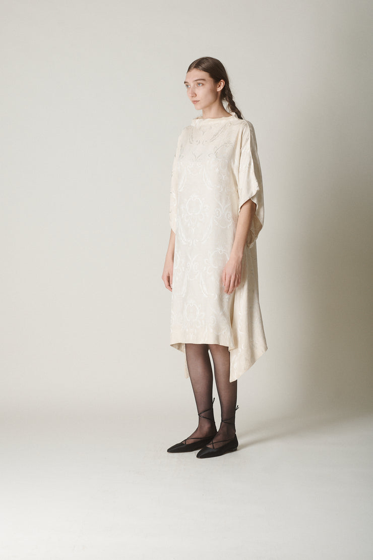 Vintage Ivory Silk Brocade Dress - Desert Vintage