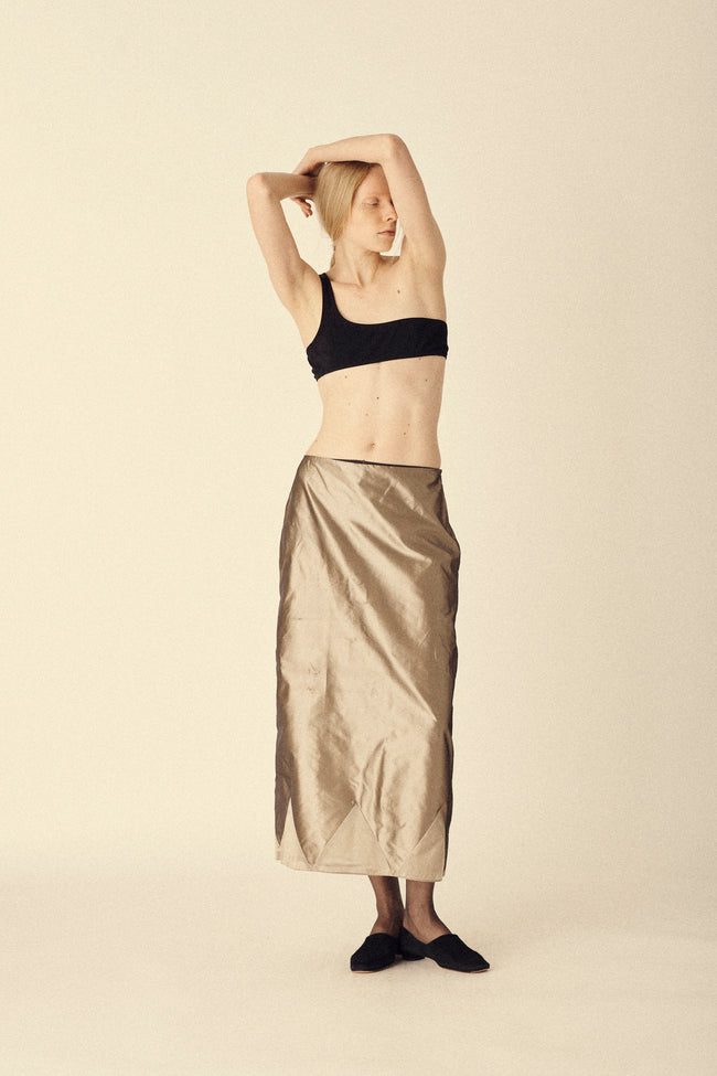Silver Satin Skirt - Desert Vintage