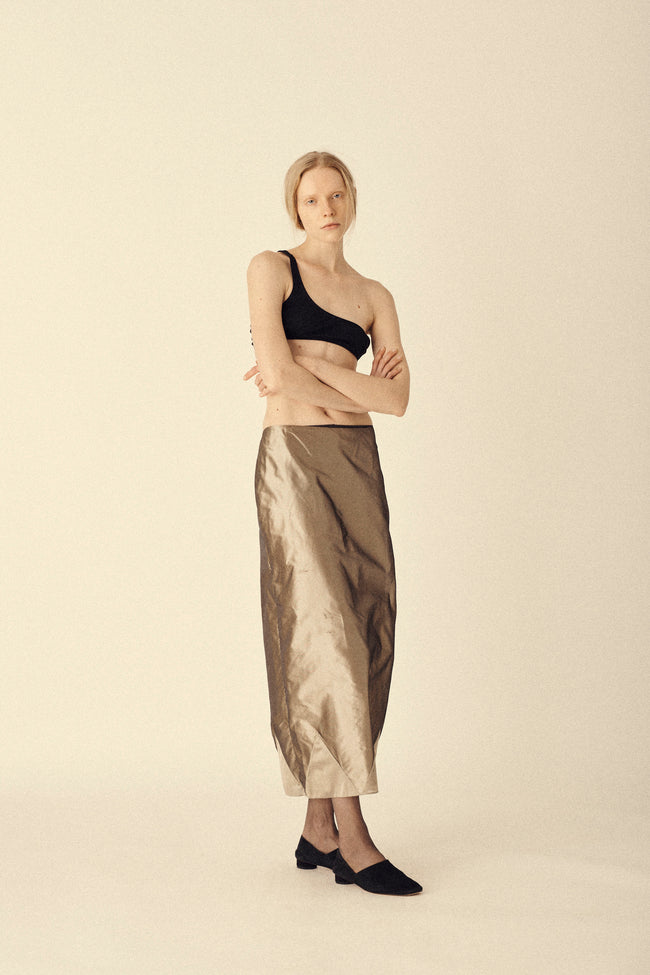 Silver Satin Skirt - Desert Vintage