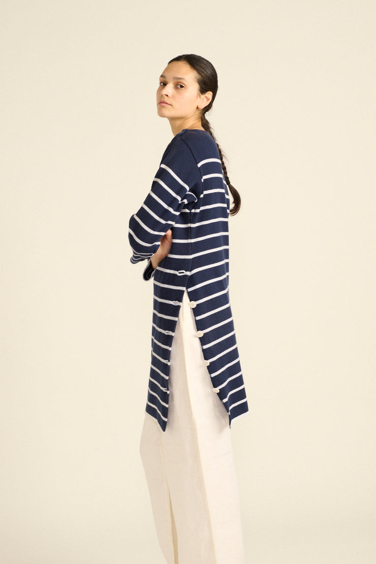 Ysl Blue Stripe Knit Blouse - Desert Vintage