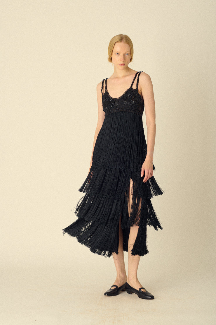 Black Beaded Evening Dress - Desert Vintage