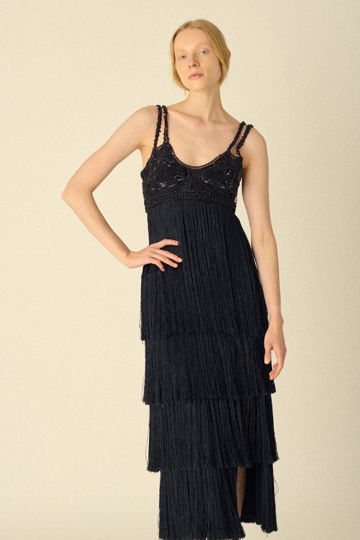 Black Beaded Evening Dress - Desert Vintage
