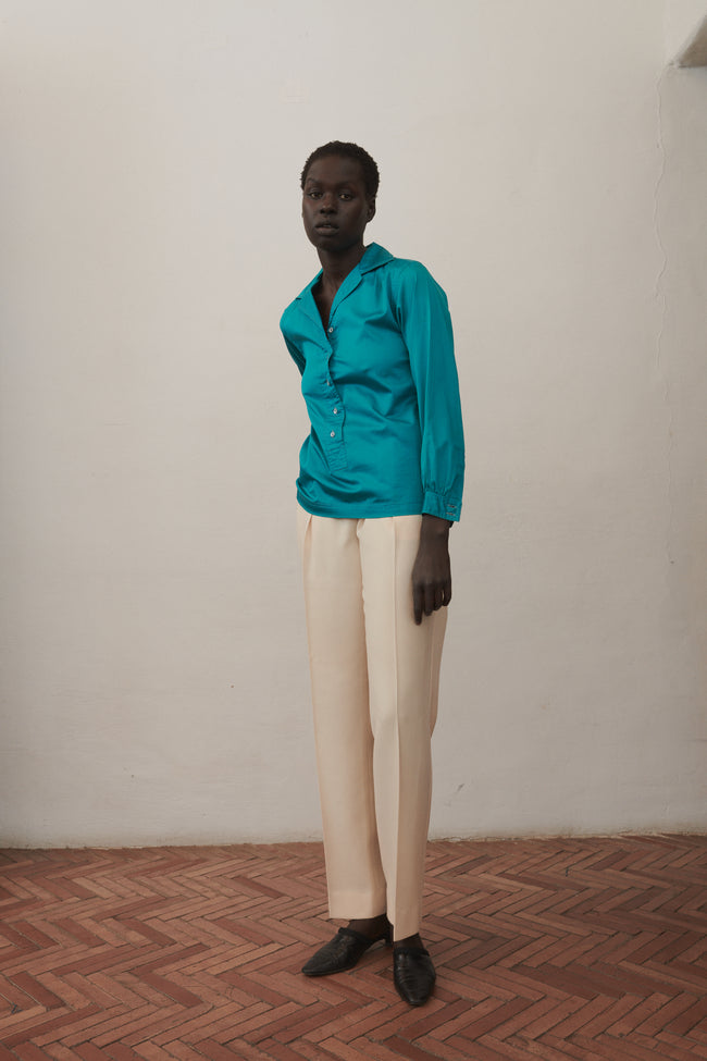 YSL Turquoise Cotton Blouse - Desert Vintage