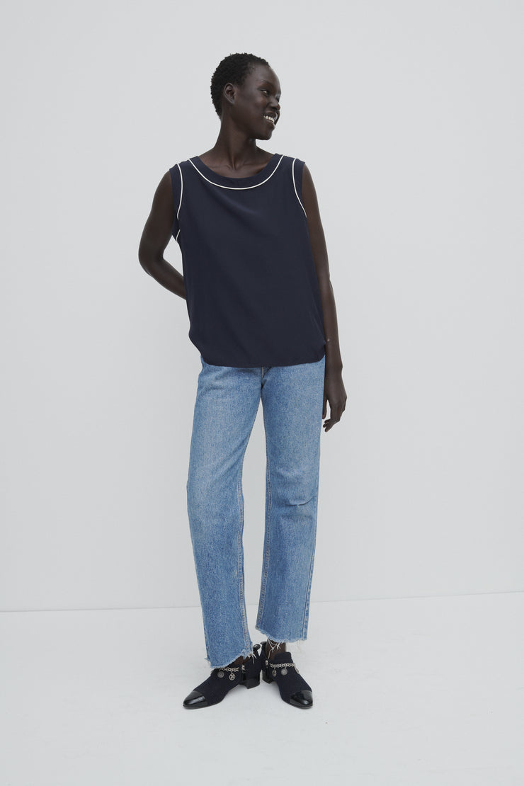 Valentino Navy Silk Top - Desert Vintage