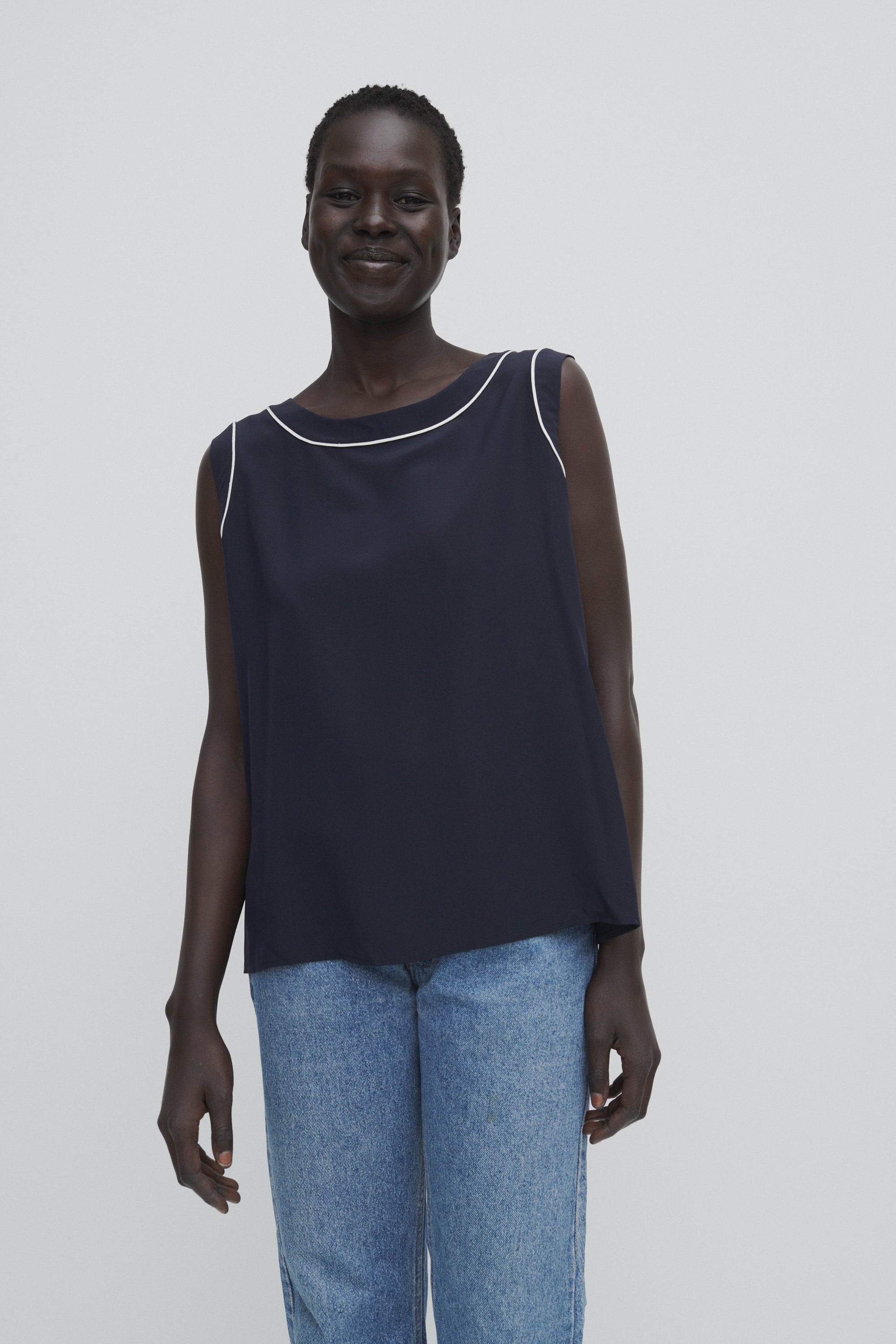 Valentino Navy Silk Top - Desert Vintage