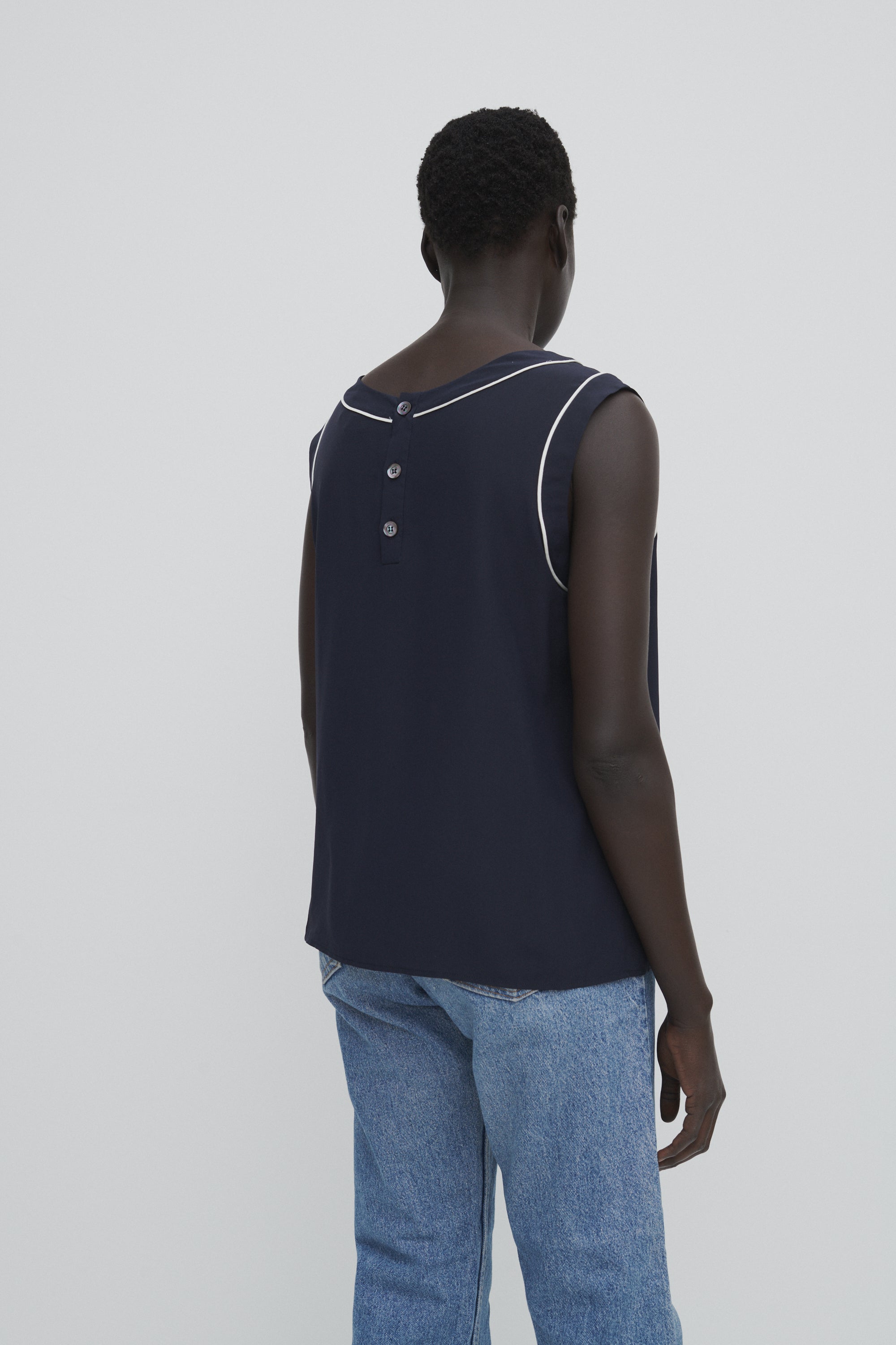 Valentino Navy Silk Top - Desert Vintage