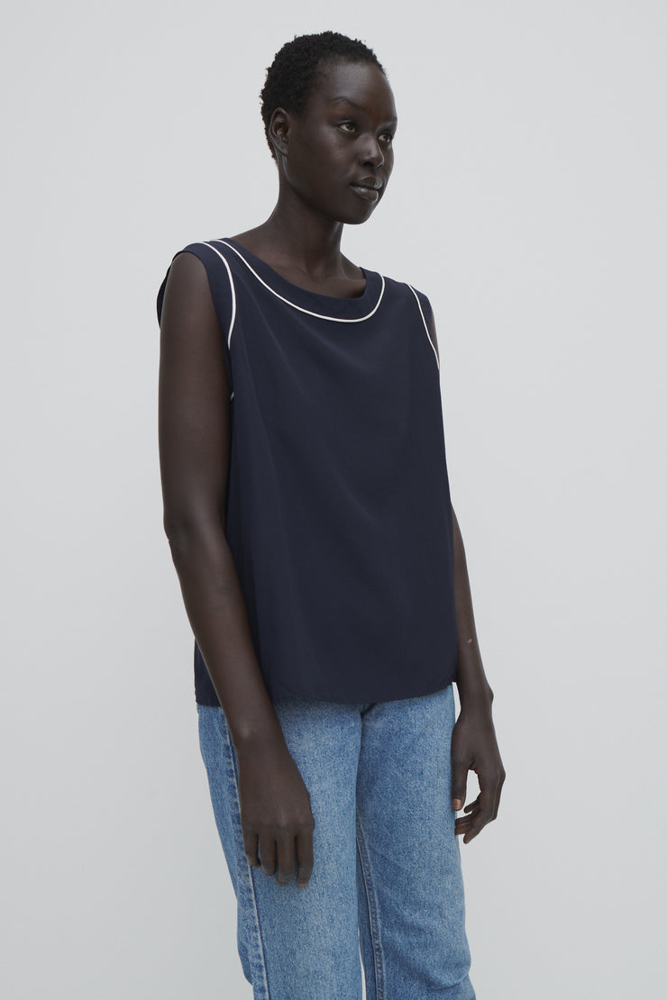 Valentino Navy Silk Top - Desert Vintage