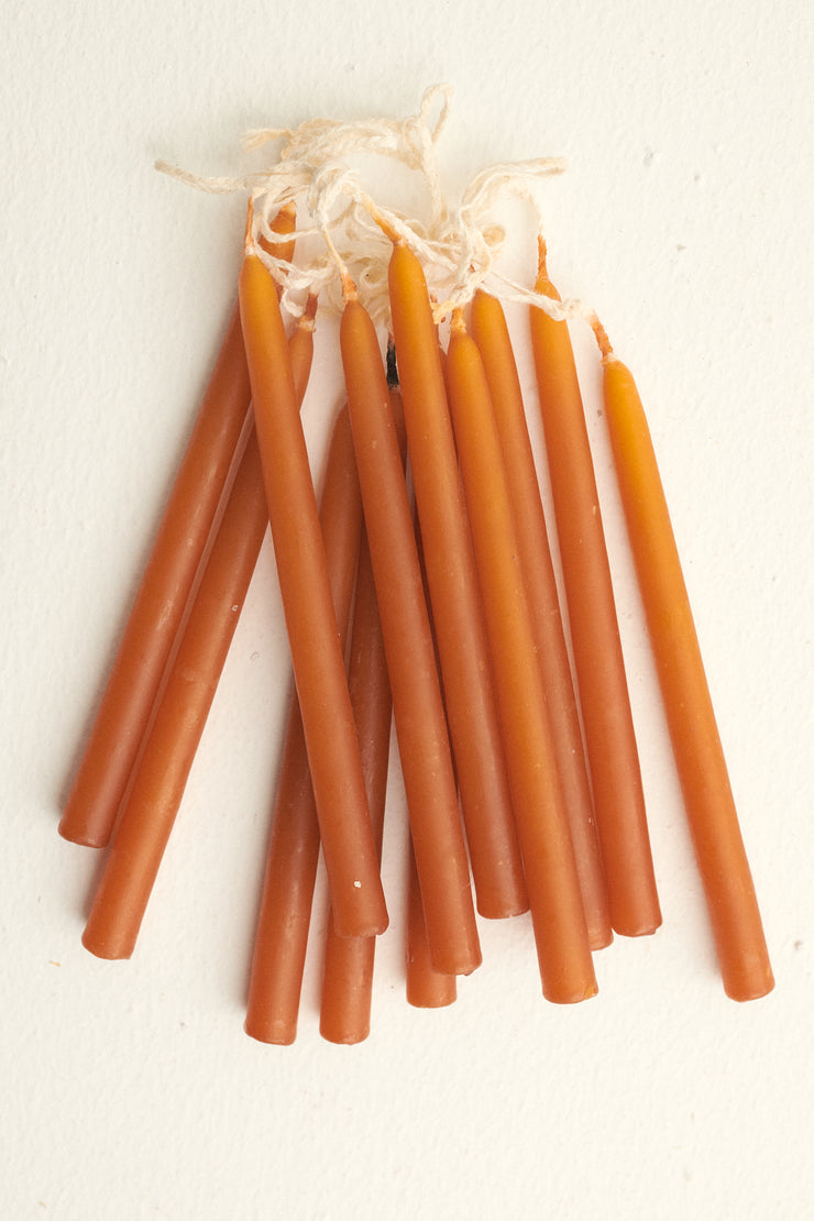 Small Orange Beeswax Taper Candles - Desert Vintage