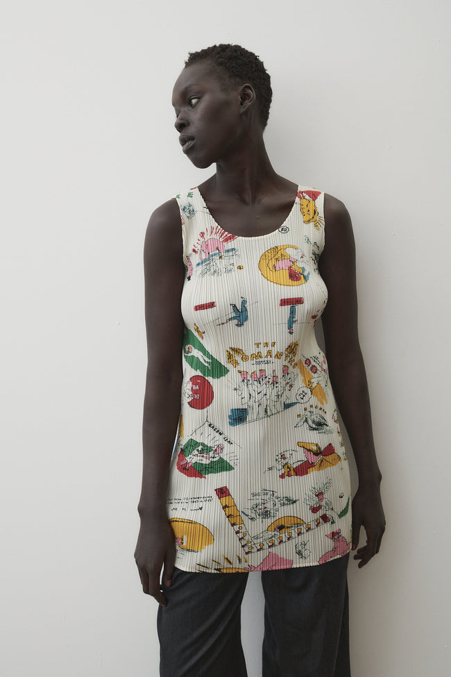 Issey Miyake Pleats Please Cartoon Tank - Desert Vintage
