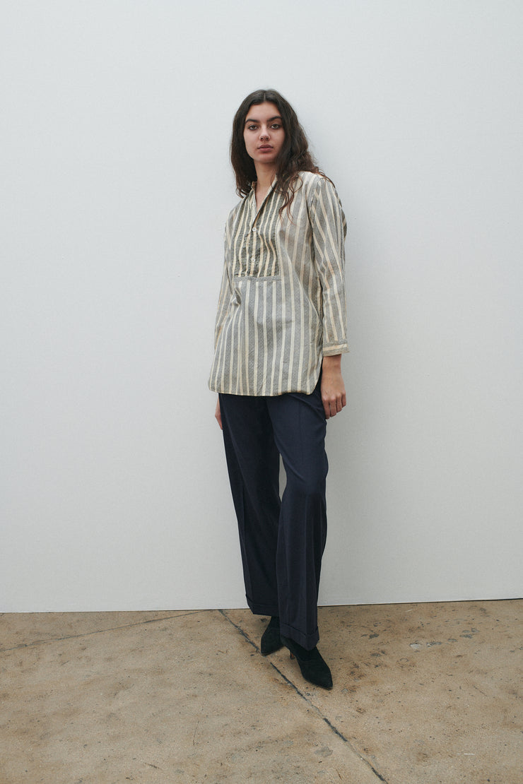 Antique Gray and White Stripe Pullover - Desert Vintage