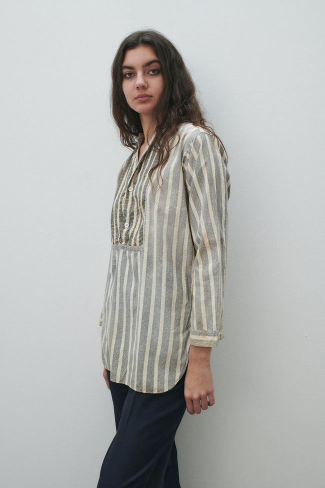 Antique Gray and White Stripe Pullover - Desert Vintage