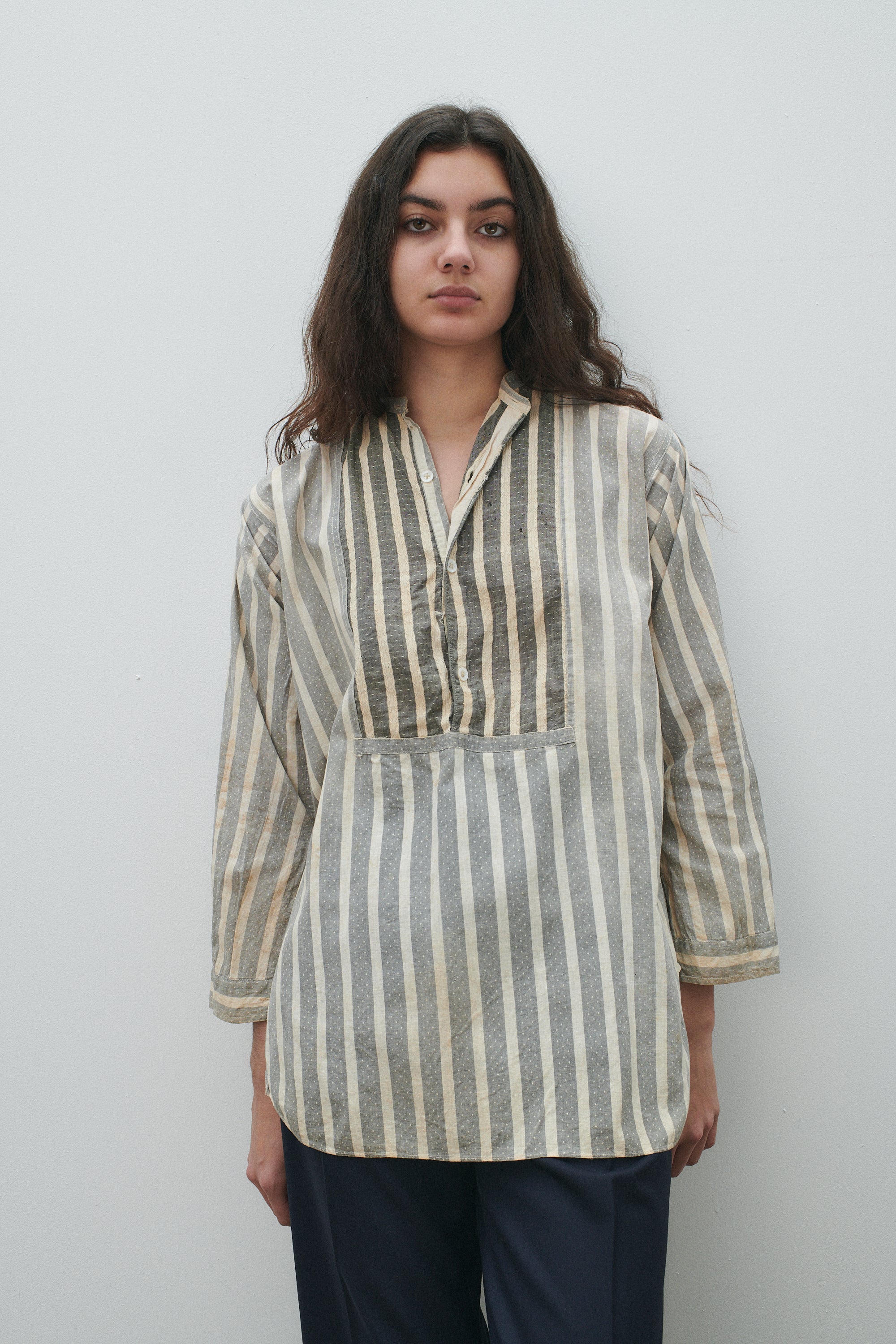 Antique Gray and White Stripe Pullover - Desert Vintage